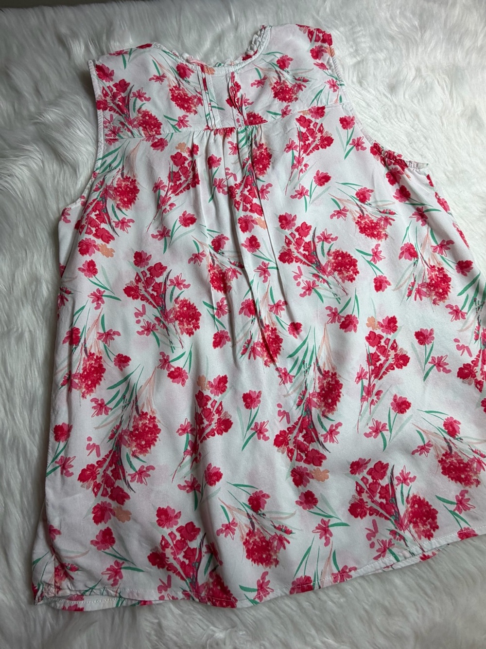 Faded Glory Pink Floral Sleeveless Pintuck Blouse Size L (12-14) - Picture 14 of 15